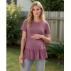 image:imageEkouaer 3 Pack Womens Maternity Shirts Short Sleeve Ruffle Pregnancy Clothes Blouse Peplum Babydoll Tops Casual Mama TeeBlackNavyDusty Rose