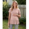 image:imageEkouaer 3 Pack Womens Maternity Shirts Short Sleeve Ruffle Pregnancy Clothes Blouse Peplum Babydoll Tops Casual Mama TeeBlackWhiteDirty Pink