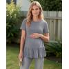 image:imageEkouaer 3 Pack Womens Maternity Shirts Short Sleeve Ruffle Pregnancy Clothes Blouse Peplum Babydoll Tops Casual Mama TeeBlackWhiteMedium Grey