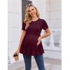 image:imageEkouaer 3 Pack Womens Maternity Shirts Short Sleeve Ruffle Pregnancy Clothes Blouse Peplum Babydoll Tops Casual Mama TeeBlackWhiteWine Red