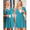 image:imageEkouaer 3 in 1 Labor and Delivery Gown for Hospital Short Sleeve Maternity Nursing Dress Nightgown Postpartum SleepwearBlue Green