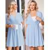image:imageEkouaer 3 in 1 Labor and Delivery Gown for Hospital Short Sleeve Maternity Nursing Dress Nightgown Postpartum SleepwearLight Blue