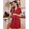 image:imageEkouaer Button Down Nursing Nightgown V Neck Breastfeeding Dress Short Sleeve Classic Maternity PajamasWine Red