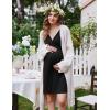 image:imageEkouaer Labor and Delivery Gown for Hospital Short Sleeve Maternity Nursing Dress Nightgown with Button SXXLBlack