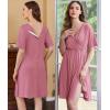 image:imageEkouaer Labor and Delivery Gown for Hospital Short Sleeve Maternity Nursing Dress Nightgown with Button SXXLGrey Purple