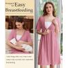 image:imageEkouaer Labor and Delivery Gown for Hospital Short Sleeve Maternity Nursing Dress Nightgown with Button SXXLGrey Purple