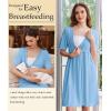 image:imageEkouaer Labor and Delivery Gown for Hospital Short Sleeve Maternity Nursing Dress Nightgown with Button SXXLLake Blue