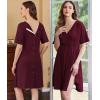 image:imageEkouaer Labor and Delivery Gown for Hospital Short Sleeve Maternity Nursing Dress Nightgown with Button SXXLMaroon