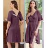 image:imageEkouaer Labor and Delivery Gown for Hospital Short Sleeve Maternity Nursing Dress Nightgown with Button SXXLPurple Red