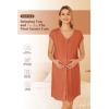 image:imageEkouaer LaborDeliveryHospital Gown Nursing Nightgown Maternity Sleepwear With Pockets Postpartum Gowns with Button SXXLBrick Red