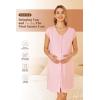 image:imageEkouaer LaborDeliveryHospital Gown Nursing Nightgown Maternity Sleepwear With Pockets Postpartum Gowns with Button SXXLPink