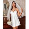image:imageEkouaer Lingerie for Women 2 Pack Silk Nightgowns Babydoll Negligee Sexy Slip Nighty Satin Chemise Teddy SleepwearWhitepurple