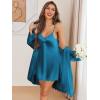 image:imageEkouaer Lingerie for Women 2 Pack Silk Nightgowns Babydoll Negligee Sexy Slip Nighty Satin Chemise Teddy SleepwearWine Red and Dark Green