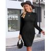 image:imageEkouaer Maternity Dress Mock Turtleneck Pregnancy Dress Rib Knit Stretchy Bodycon Baby Shower DressBlack
