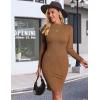 image:imageEkouaer Maternity Dress Mock Turtleneck Pregnancy Dress Rib Knit Stretchy Bodycon Baby Shower DressBrown