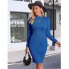 image:imageEkouaer Maternity Dress Mock Turtleneck Pregnancy Dress Rib Knit Stretchy Bodycon Baby Shower DressSnorkel Blue