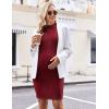 image:imageEkouaer Maternity Dress Mock Turtleneck Pregnancy Dress Rib Knit Stretchy Bodycon Baby Shower DressWine Red