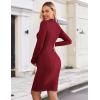 image:imageEkouaer Maternity Dress Mock Turtleneck Pregnancy Dress Rib Knit Stretchy Bodycon Baby Shower DressWine Red