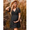 image:imageEkouaer Maternity Nursing Dress V Neck Short Sleeve Breastfeeding Dresses Ribbed Knit Pregnancy Clothes SXXLBlack
