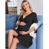 image:imageEkouaer Maternity Nursing Dress V Neck Short Sleeve Breastfeeding Dresses Ribbed Knit Pregnancy Clothes SXXLBlack