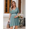 image:imageEkouaer Maternity Nursing Dress V Neck Short Sleeve Breastfeeding Dresses Ribbed Knit Pregnancy Clothes SXXLCeladon Green