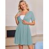 image:imageEkouaer Maternity Nursing Dress V Neck Short Sleeve Breastfeeding Dresses Ribbed Knit Pregnancy Clothes SXXLCeladon Green