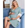 image:imageEkouaer Maternity Nursing Dress V Neck Short Sleeve Breastfeeding Dresses Ribbed Knit Pregnancy Clothes SXXLCeladon Green