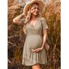 image:imageEkouaer Maternity Nursing Dress V Neck Short Sleeve Breastfeeding Dresses Ribbed Knit Pregnancy Clothes SXXLCream