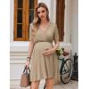 image:imageEkouaer Maternity Nursing Dress V Neck Short Sleeve Breastfeeding Dresses Ribbed Knit Pregnancy Clothes SXXLCream