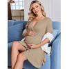 image:imageEkouaer Maternity Nursing Dress V Neck Short Sleeve Breastfeeding Dresses Ribbed Knit Pregnancy Clothes SXXLCream