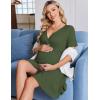 image:imageEkouaer Maternity Nursing Dress V Neck Short Sleeve Breastfeeding Dresses Ribbed Knit Pregnancy Clothes SXXLDark Green