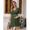 image:imageEkouaer Maternity Nursing Dress V Neck Short Sleeve Breastfeeding Dresses Ribbed Knit Pregnancy Clothes SXXLDark Green
