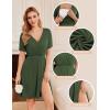 image:imageEkouaer Maternity Nursing Dress V Neck Short Sleeve Breastfeeding Dresses Ribbed Knit Pregnancy Clothes SXXLDark Green