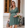 image:imageEkouaer Maternity Nursing Dress V Neck Short Sleeve Breastfeeding Dresses Ribbed Knit Pregnancy Clothes SXXLGreen