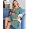 image:imageEkouaer Maternity Nursing Dress V Neck Short Sleeve Breastfeeding Dresses Ribbed Knit Pregnancy Clothes SXXLGreen