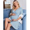image:imageEkouaer Maternity Nursing Dress V Neck Short Sleeve Breastfeeding Dresses Ribbed Knit Pregnancy Clothes SXXLLake Blue