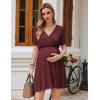 image:imageEkouaer Maternity Nursing Dress V Neck Short Sleeve Breastfeeding Dresses Ribbed Knit Pregnancy Clothes SXXLMaroon