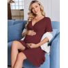 image:imageEkouaer Maternity Nursing Dress V Neck Short Sleeve Breastfeeding Dresses Ribbed Knit Pregnancy Clothes SXXLMaroon