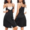 image:imageEkouaer Maternity Nursing Gown and Robe Set 2 Piece Waffle Breastfeeding Nightgown 3 in 1 Labor and Delivery Hospital GownBlack