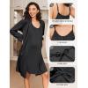 image:imageEkouaer Maternity Nursing Gown and Robe Set 2 Piece Waffle Breastfeeding Nightgown 3 in 1 Labor and Delivery Hospital GownBlack