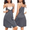 image:imageEkouaer Maternity Nursing Gown and Robe Set 2 Piece Waffle Breastfeeding Nightgown 3 in 1 Labor and Delivery Hospital GownDark Grey