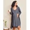 image:imageEkouaer Maternity Nursing Gown and Robe Set 2 Piece Waffle Breastfeeding Nightgown 3 in 1 Labor and Delivery Hospital GownDark Grey