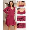 image:imageEkouaer Maternity Nursing Gown and Robe Set 2 Piece Waffle Breastfeeding Nightgown 3 in 1 Labor and Delivery Hospital GownDark Red