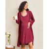 image:imageEkouaer Maternity Nursing Gown and Robe Set 2 Piece Waffle Breastfeeding Nightgown 3 in 1 Labor and Delivery Hospital GownDark Red