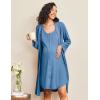 image:imageEkouaer Maternity Nursing Gown and Robe Set 2 Piece Waffle Breastfeeding Nightgown 3 in 1 Labor and Delivery Hospital GownNavy Blue