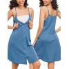 image:imageEkouaer Maternity Nursing Gown and Robe Set 2 Piece Waffle Breastfeeding Nightgown 3 in 1 Labor and Delivery Hospital GownNavy Blue