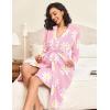 image:imageEkouaer Maternity Nursing Gown and Robe Set 2 Piece Waffle Breastfeeding Nightgown 3 in 1 Labor and Delivery Hospital GownPink Floral