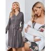 image:imageEkouaer Maternity Nursing Gown and Robe Set Lace Nursing Nightgown for Breastfeeding Labor Delivery gowns for HospitalA Light Grey Flower