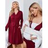 image:imageEkouaer Maternity Nursing Gown and Robe Set Lace Nursing Nightgown for Breastfeeding Labor Delivery gowns for HospitalBurgundy Wine Red