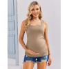 image:imageEkouaer Maternity Tank Tops 3 Pack Square Neck Pregnancy Shirts for Women Summer Ruched Side Sleeveless Pregnant Clothes TopBrownKhakiBlack